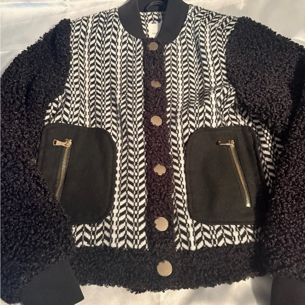 Anthropologie Avec Les Filles Tweed Sherpa Mix Jacket - XS - Picture 3 of 9